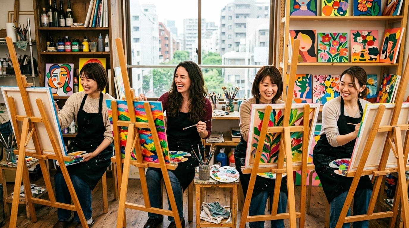 マティス paint and sip class at Artbar Tokyo