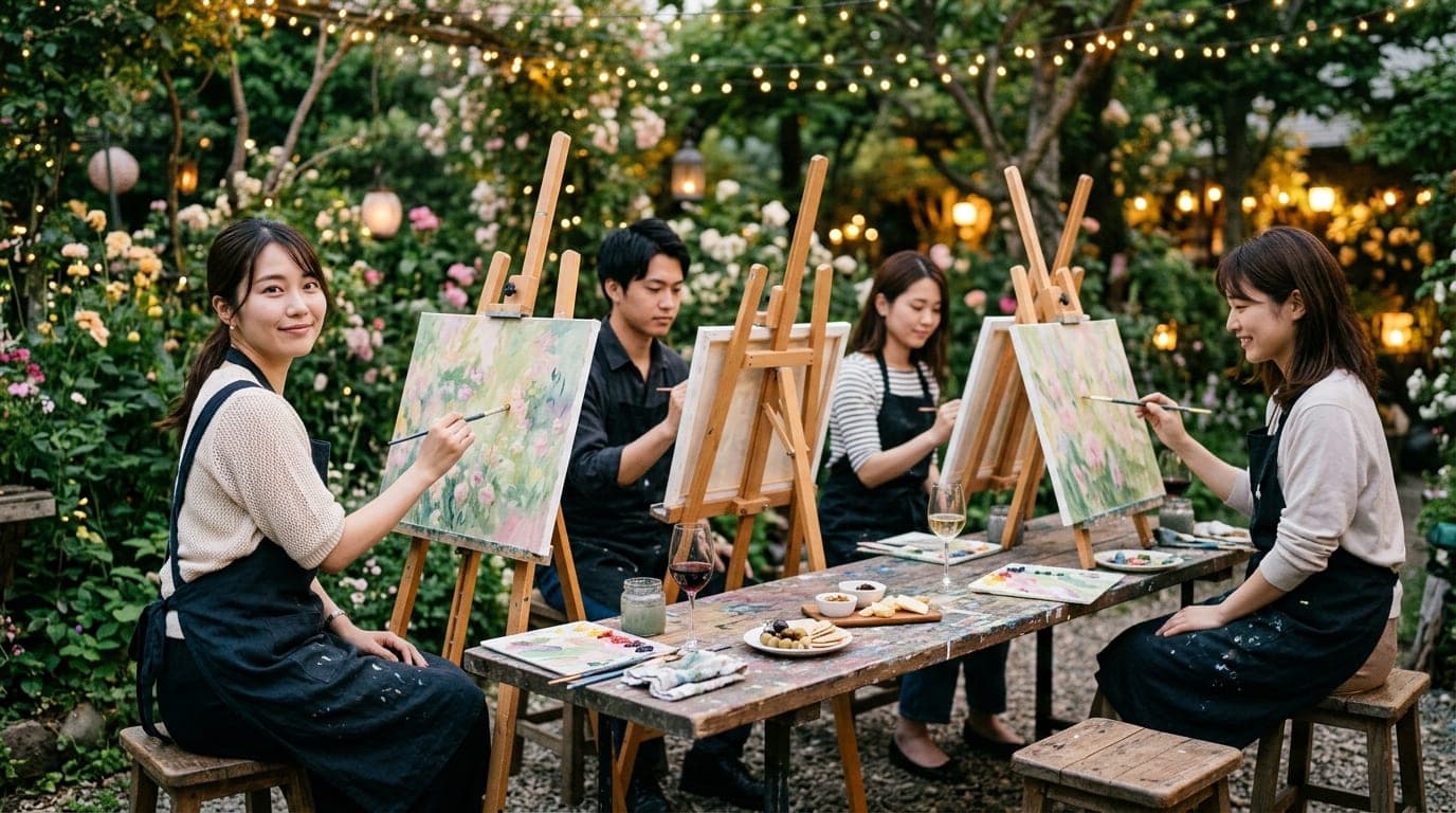 モネ paint and sip class at Artbar Tokyo