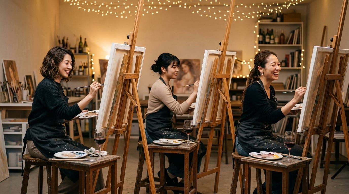 ルノワール paint and sip class at Artbar Tokyo