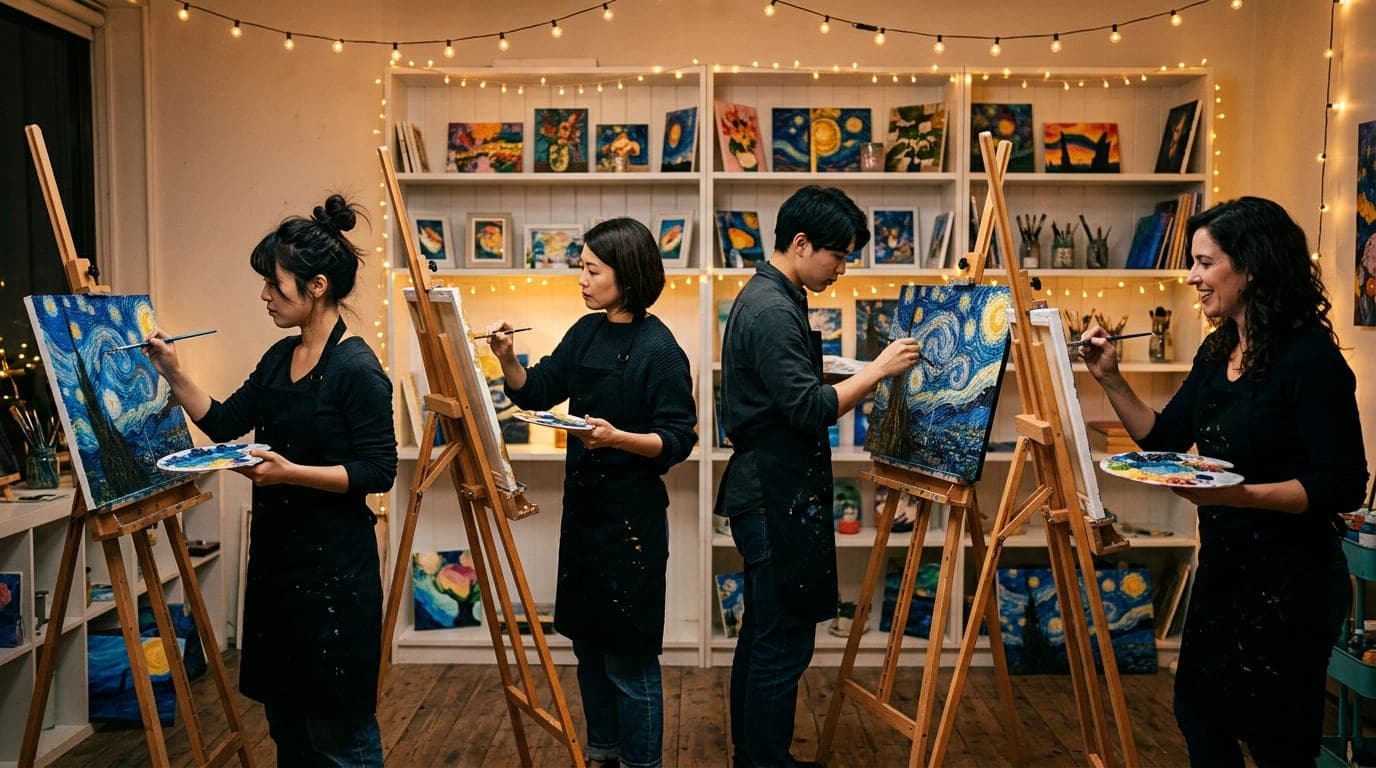 ゴッホ paint and sip class at Artbar Tokyo