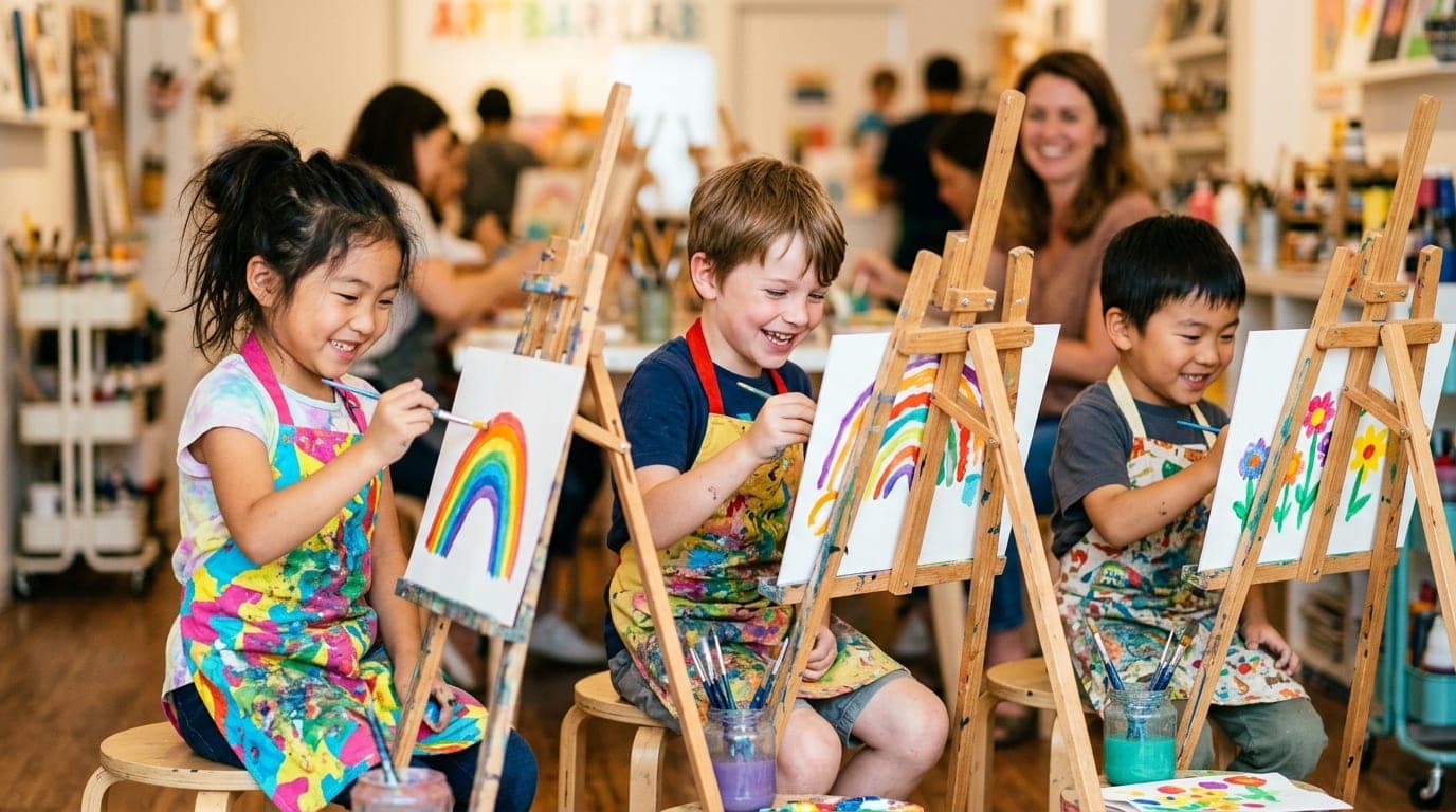 キッズ向け paint and sip class at Artbar Tokyo