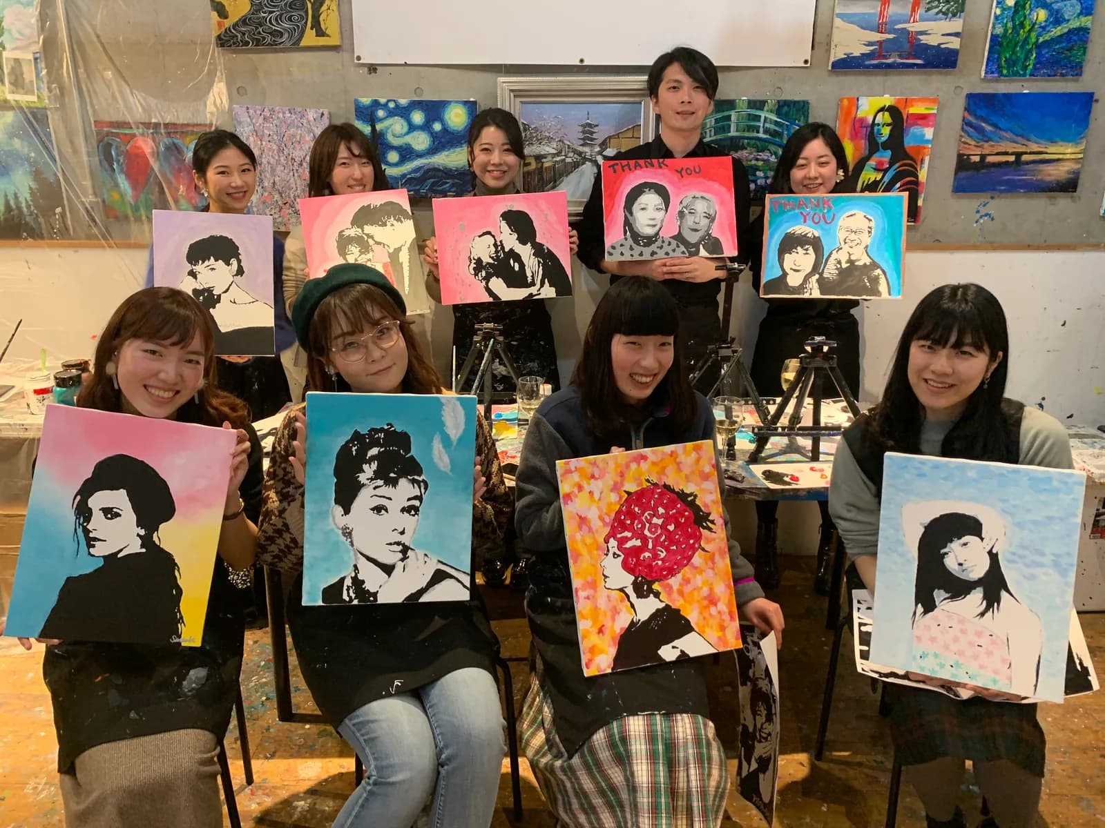 憧れの人を描く paint and sip class at Artbar Tokyo